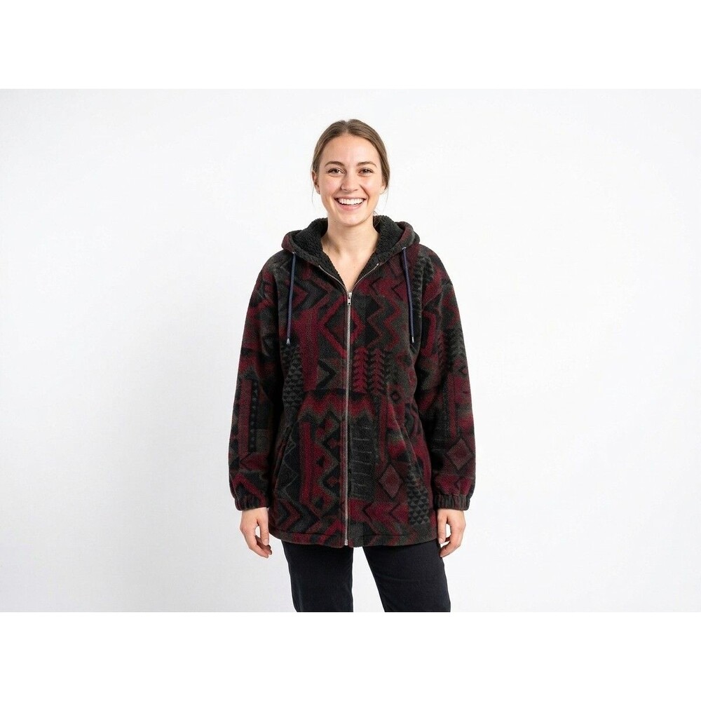 Vintage Forecaster Sport Aztec Fleece Jacket Sherpa Hooded Southwestern Small